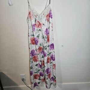 Natori Floral Lingerie Slip Nightgown Dress M17142 Women's Purple Peach, Greeen,